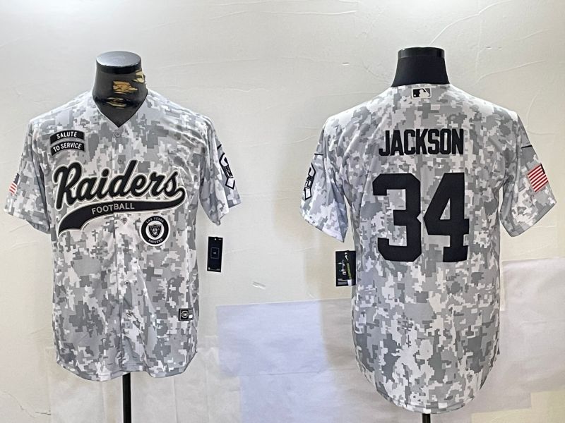 Men Oakland Raiders #34 Jackson Nike Arctic Camo 2024 Salute to Service Limited NFL Jersey style 4